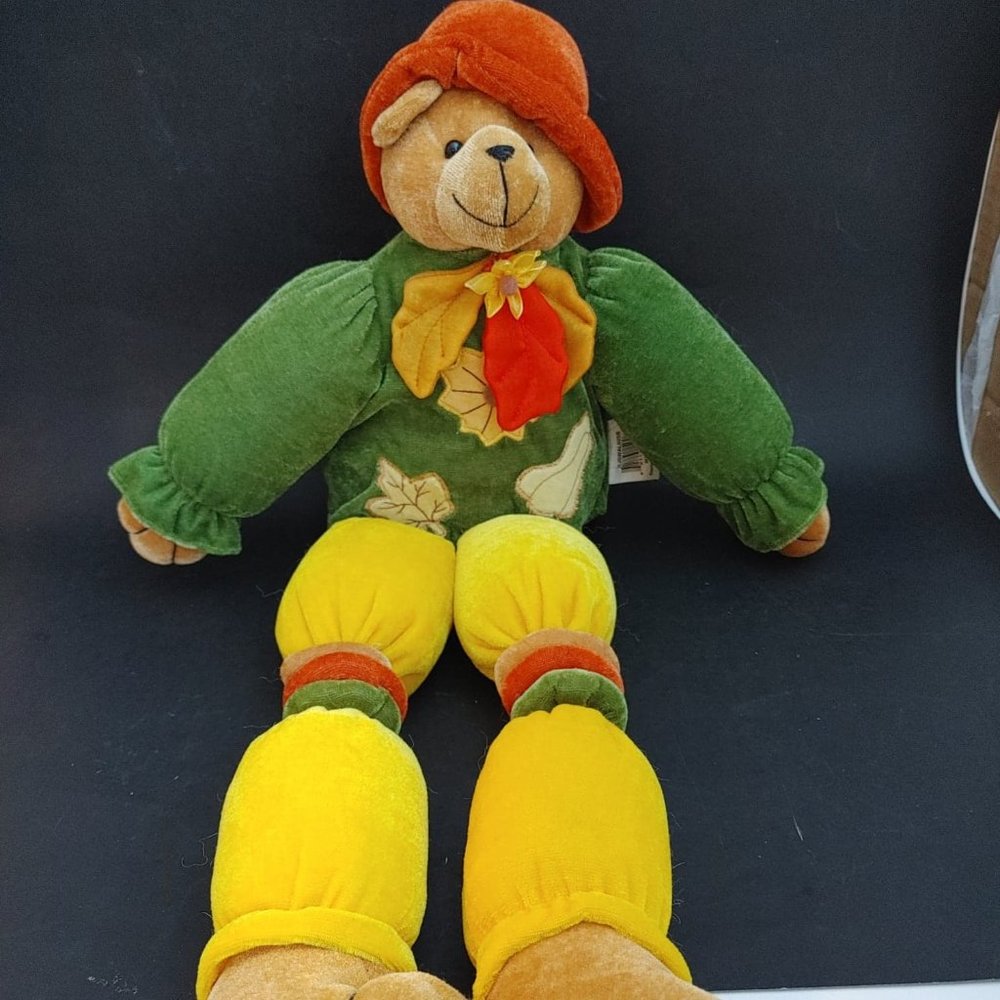 Creative Designs Plush Bear Shelf Sitter Fall Leaves Thanksgiving Whimsical 21"